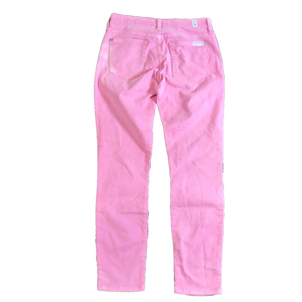 7 For‎ All Mankind Jeans Women's Sz 25 Pink The Cropped Skinny Stretch Low Rise - Picture 3 of 14
